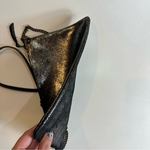 Rue De Bretagne Made In Paris Soft Metallic Chain Strap Pouch Bag Crossbody - Picture 6 of 16